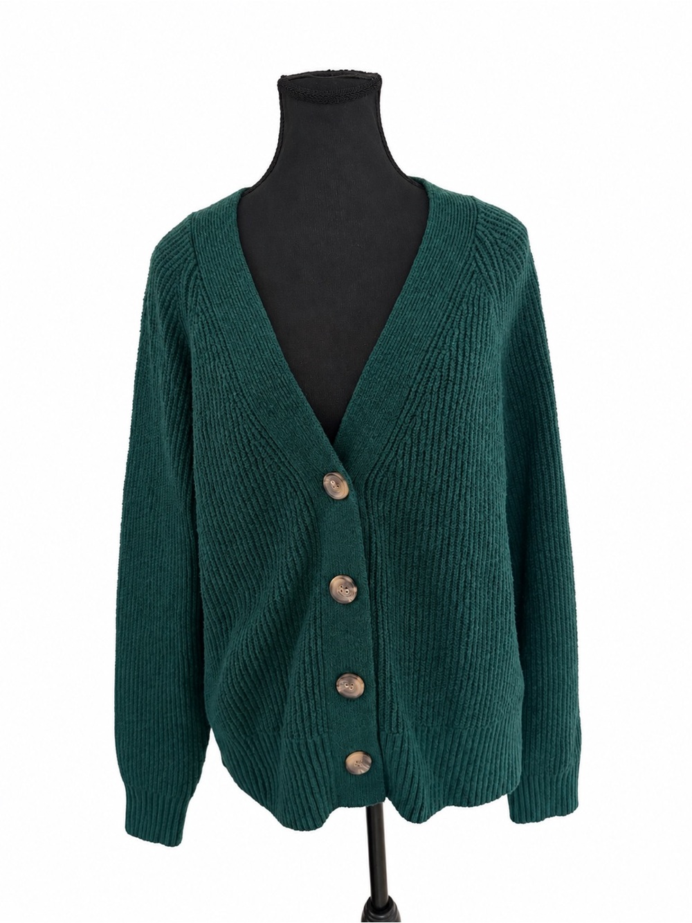 Old Navy Green Ribbed Button Front Cardigan Medium